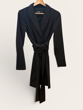 Icône (Simons) Black Blazer Dress with Wrap Tie Waist Belt Size XXS 2XS